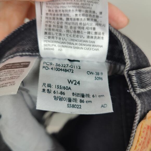 Levi's 501 Original Shorts Womens 24 Black Distressed Cut Offs Button Fly Grunge - Picture 7 of 8